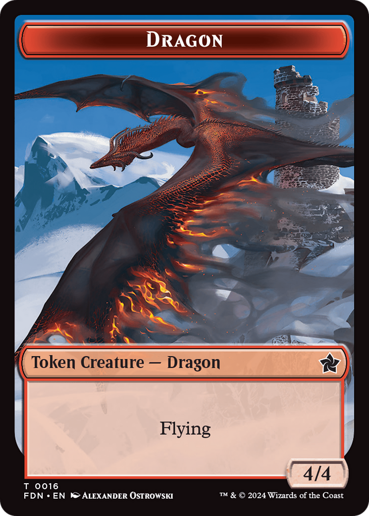 Dragon (0016) // Dragon (0017) Doubled-Sided Token [Foundations Tokens]